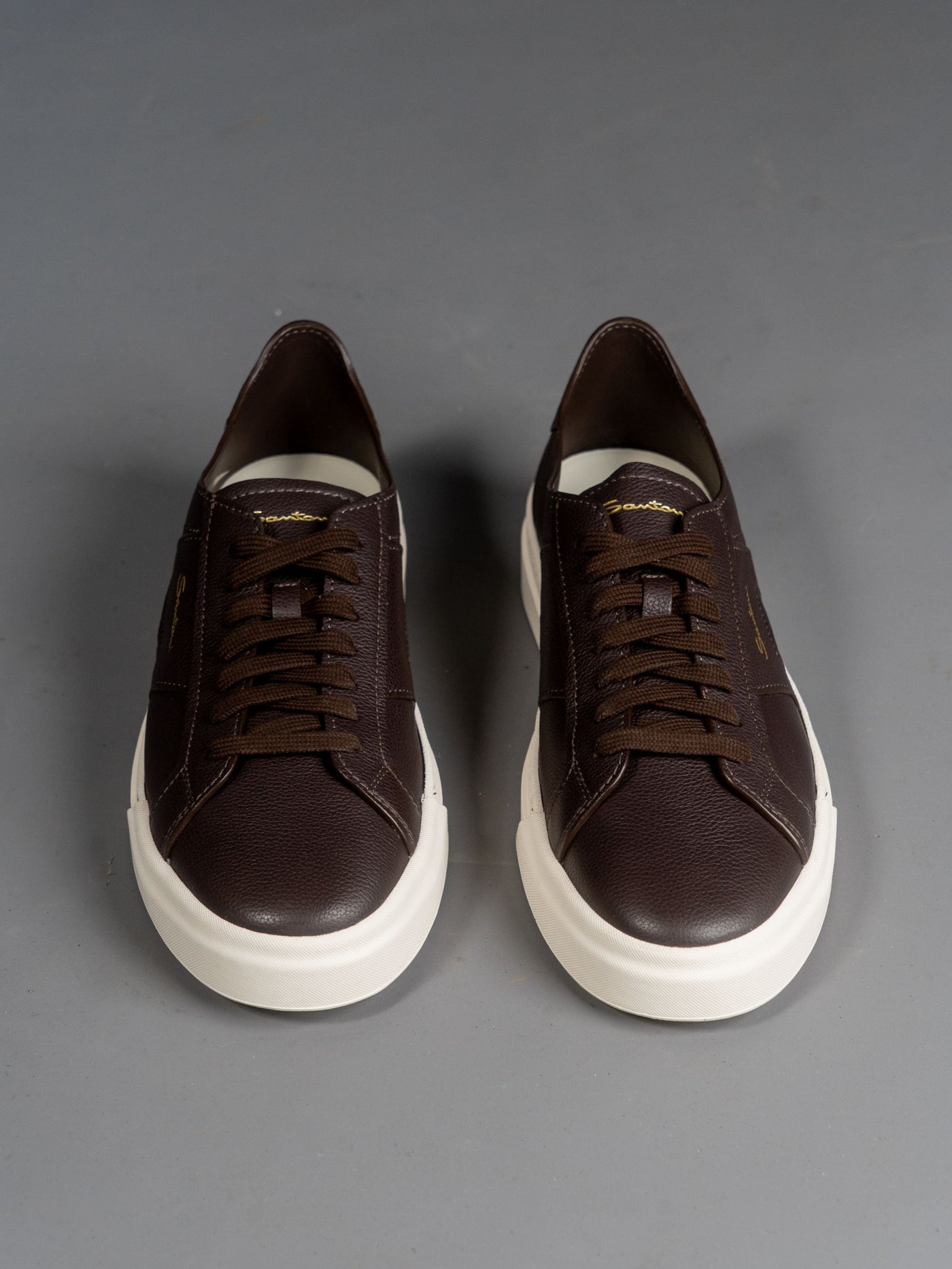 Tumbled Leather Double Buckle Sneaker - Brun