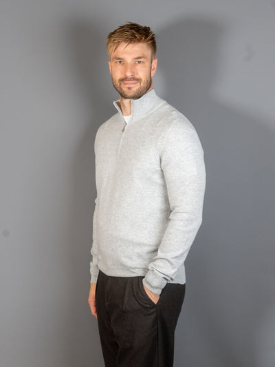 Half Zip Wool Cashmere - Grå
