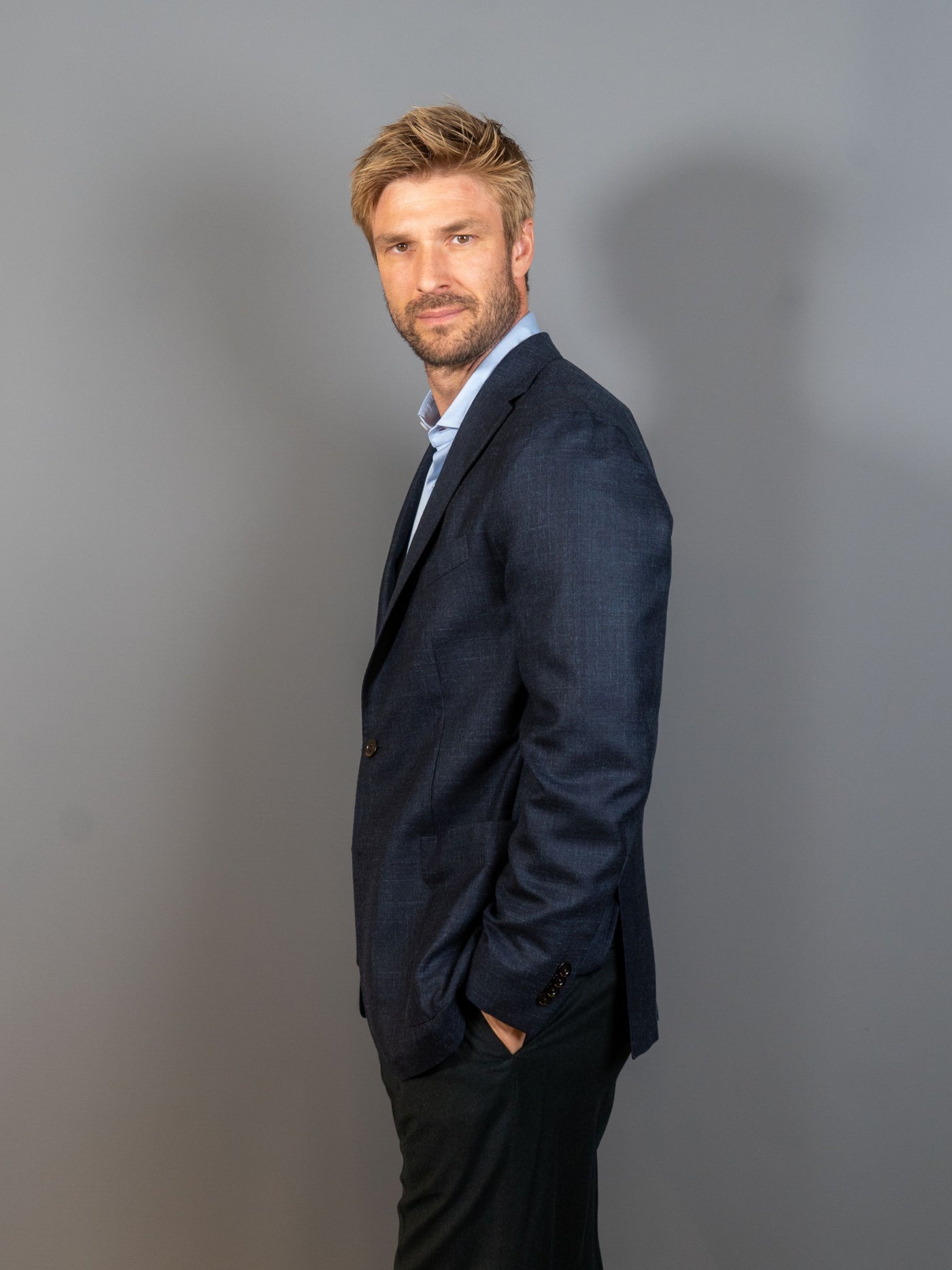 K Jacket Wool Silk - Navy