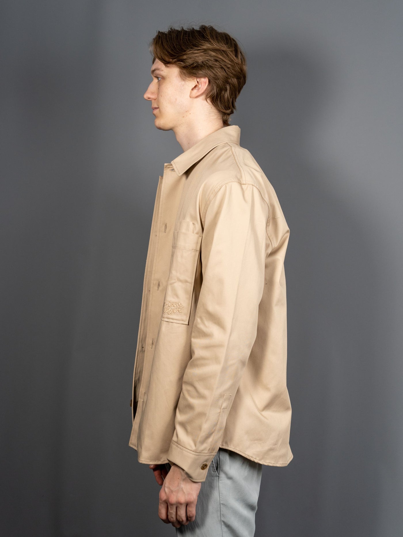 Embroidered Overshirt - Beige