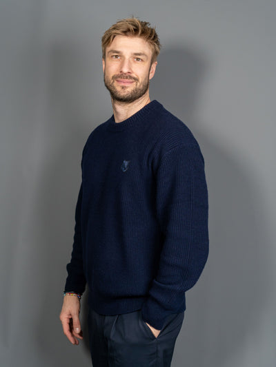 Bold Fox Head Patch Comfort Ribbed Jumper - Navy