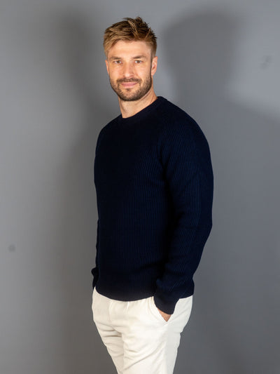 Rib Knit Cashmere Lana Wool - Navy