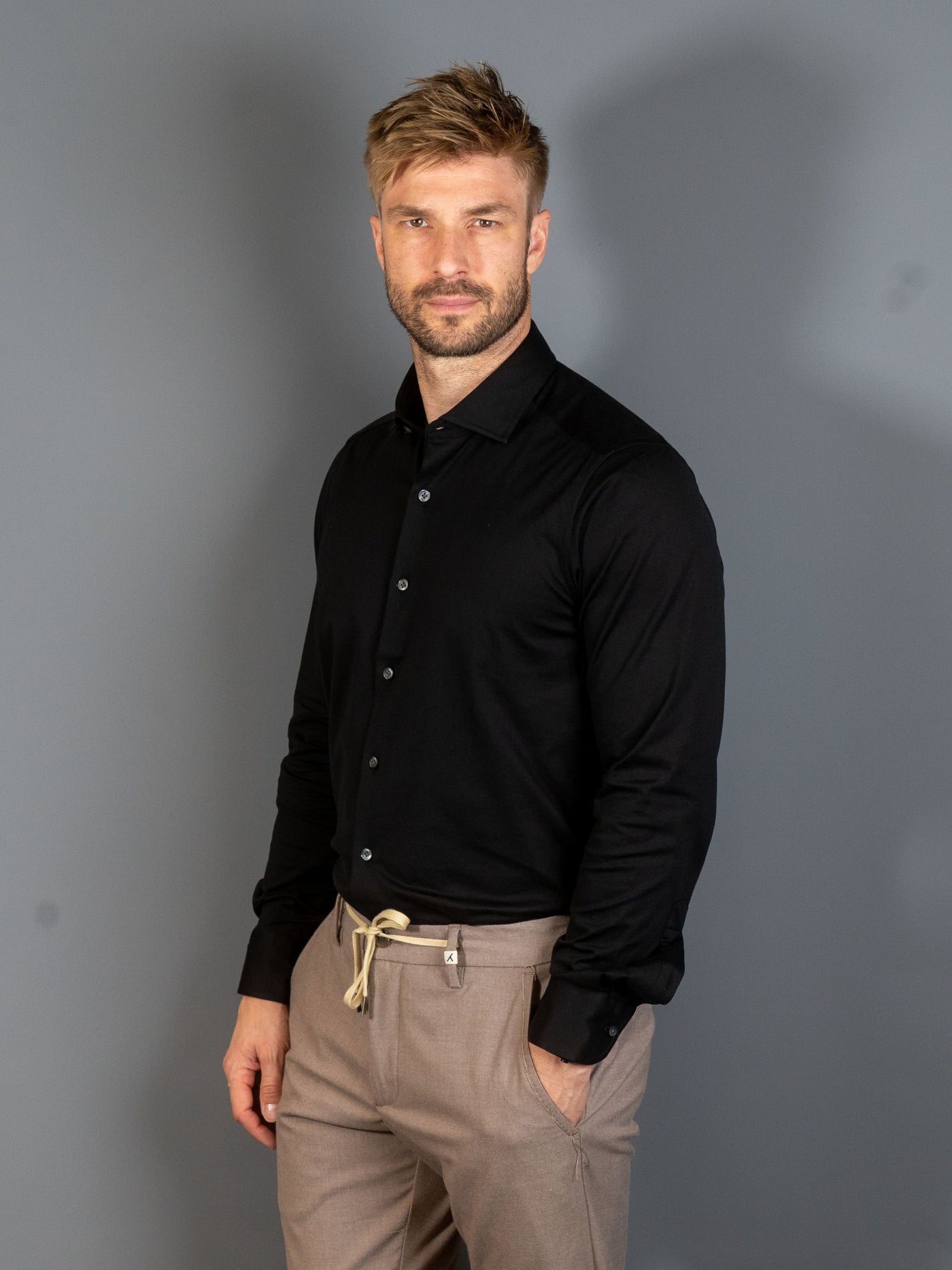Cotton Stretch Luxury Shirt - Sort