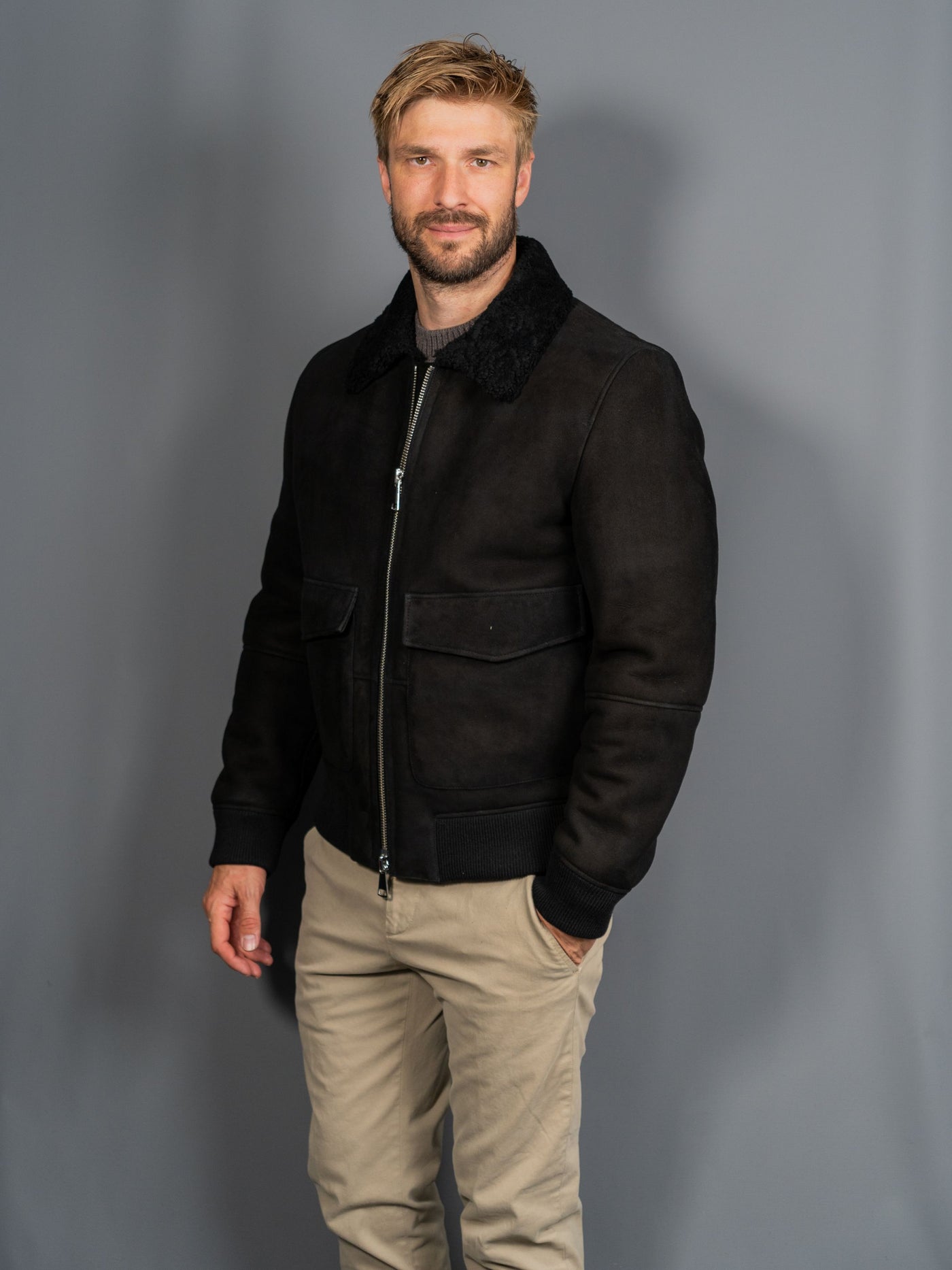 Montone Shearling Jacket - Sort