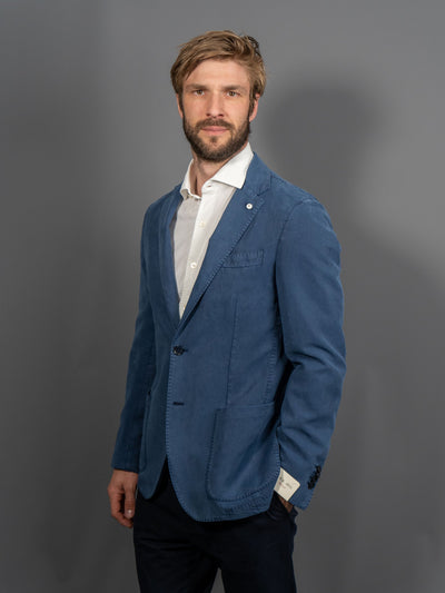 Cotton Linen Blazer Regular Fit - Blå