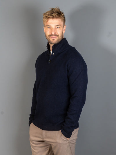 Wool Cashmere Dolcevita Knit - Navy