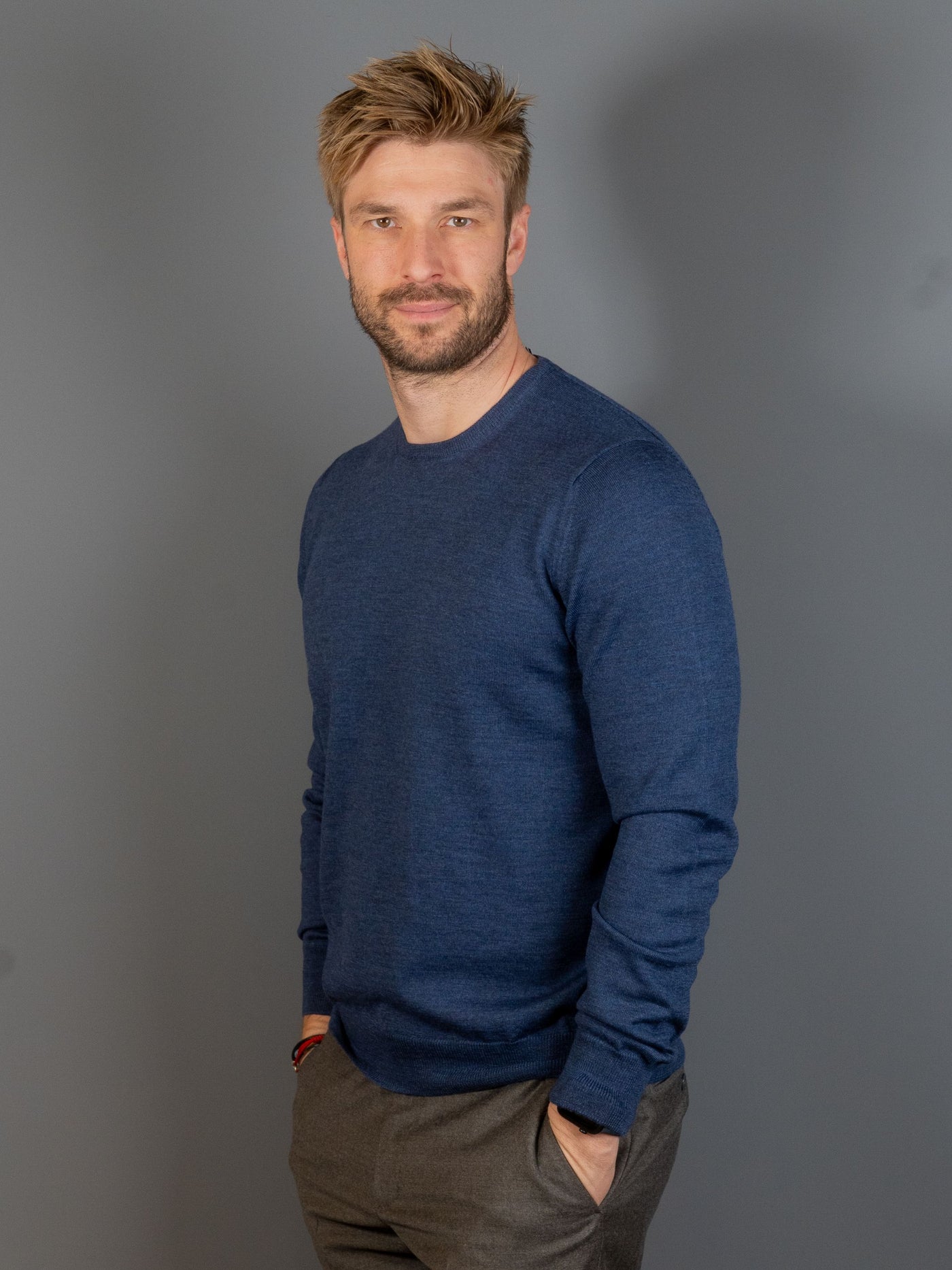 Merino Wool C-Neck - Blå