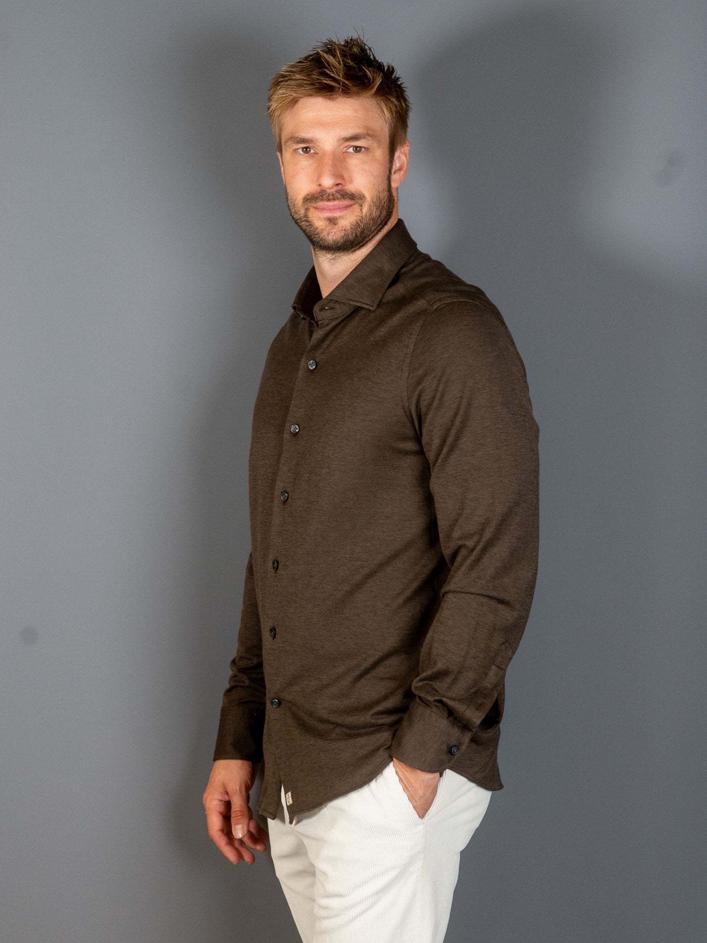 Cotton Lyocell Luxury Shirt - Brun