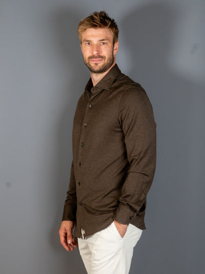 Cotton Lyocell Luxury Shirt - Brun