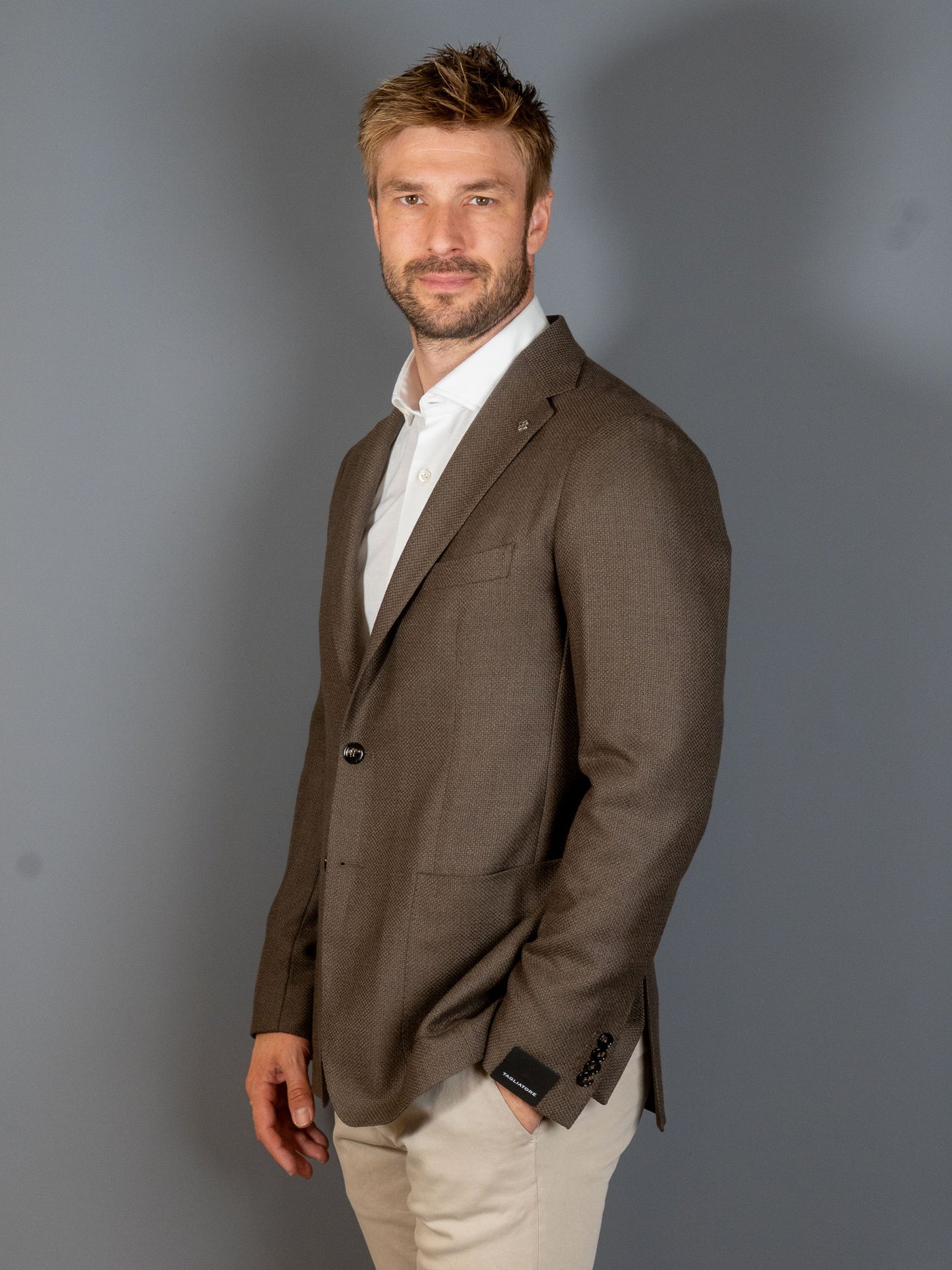Wool Structured Blazer - Brun