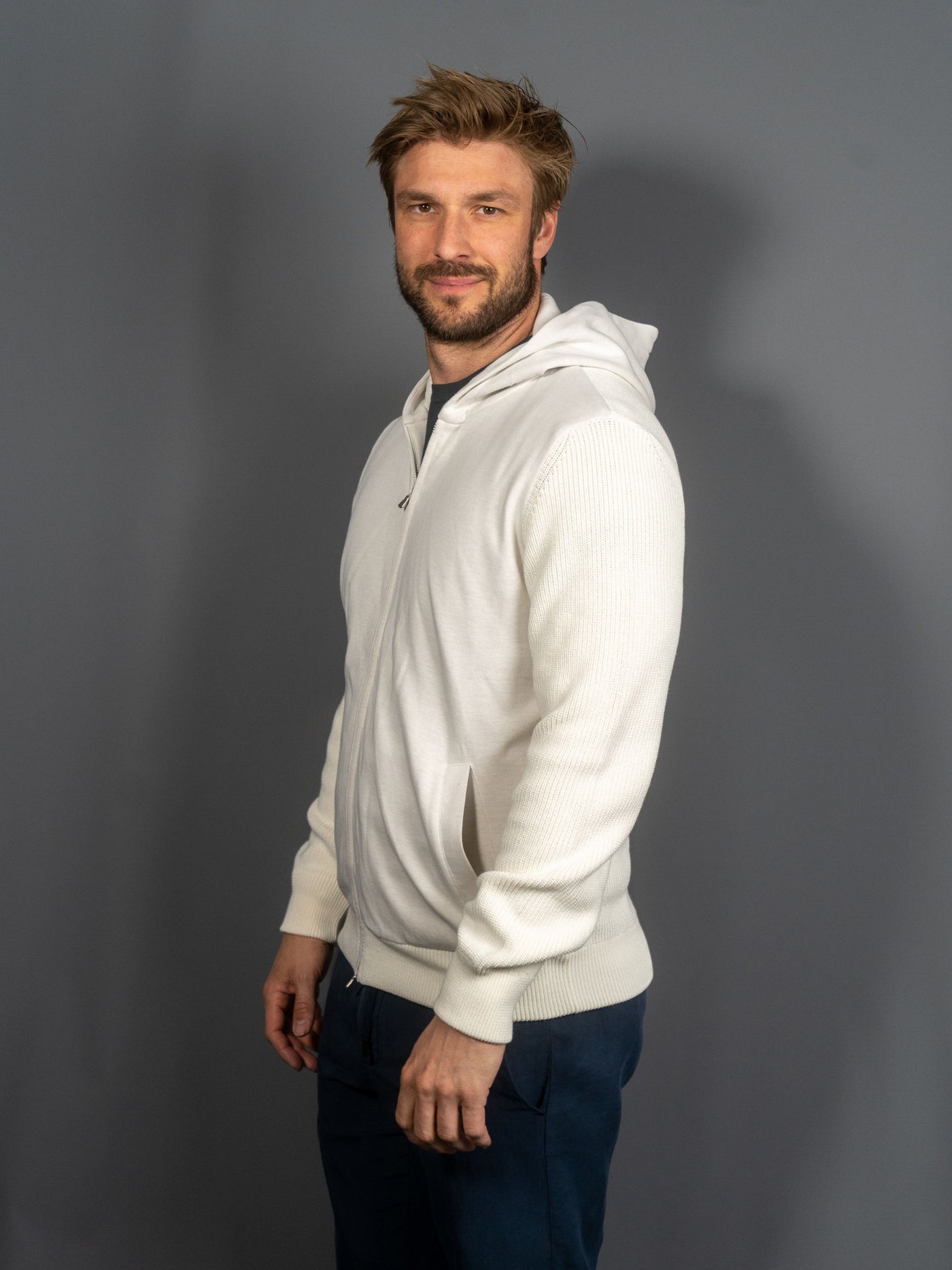 Cotton Knitted Hoodie - Off White