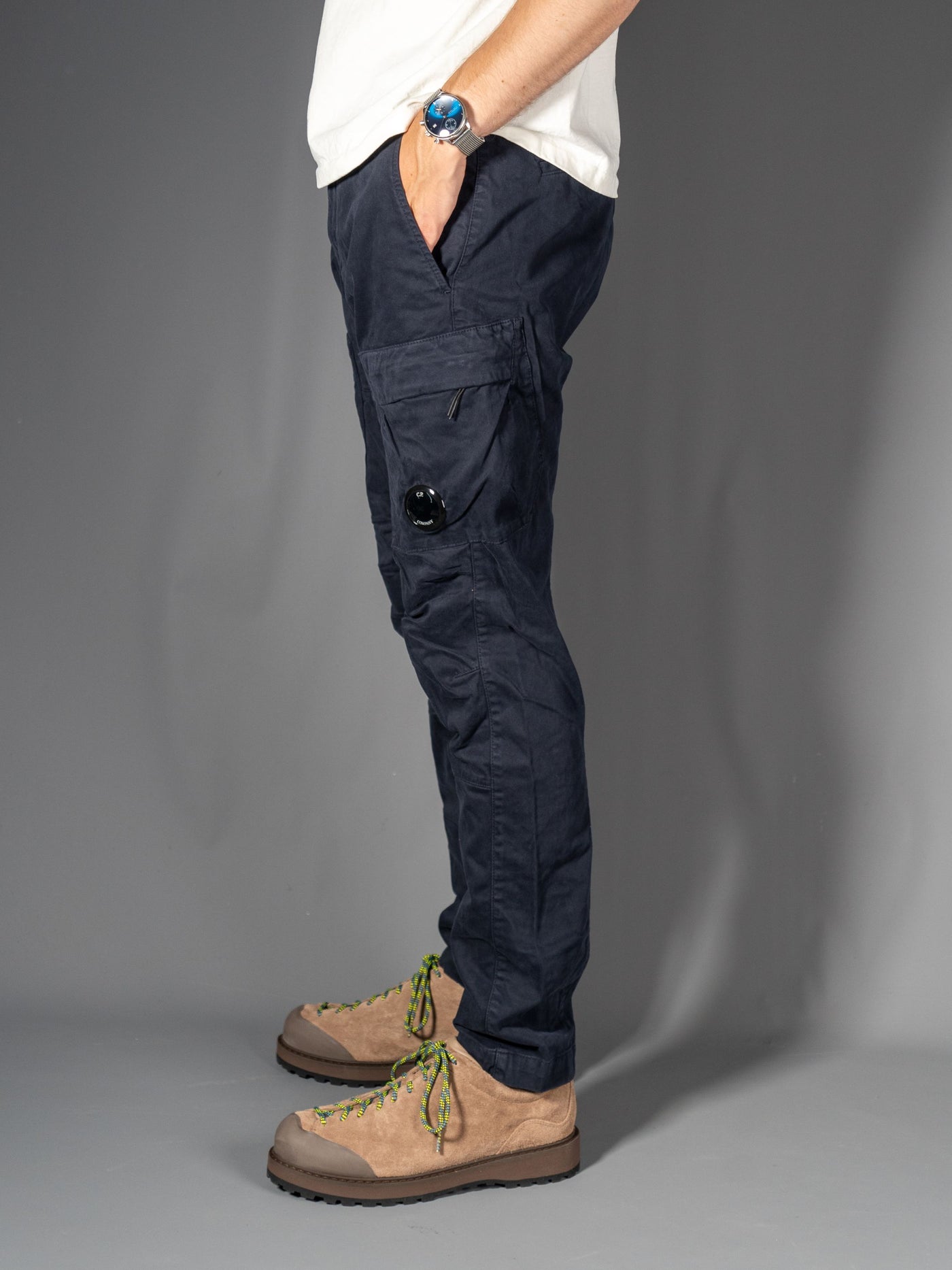 Stretch Sateen Ergonomic Lens Cargo Pants - Navy