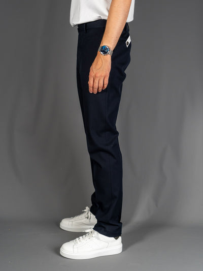 Structured Wool Cotton Pants - Navy