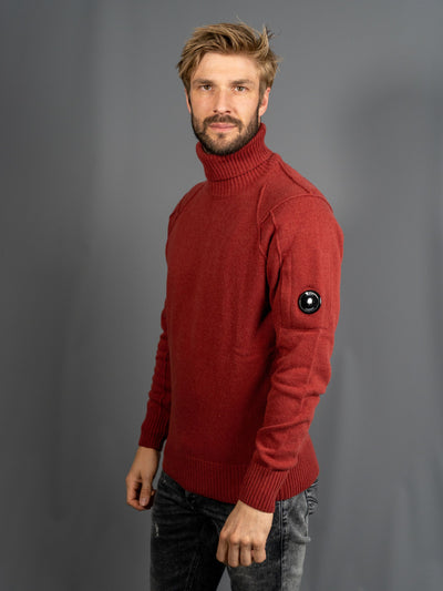 Knitted Lambswool Turtleneck - Rød