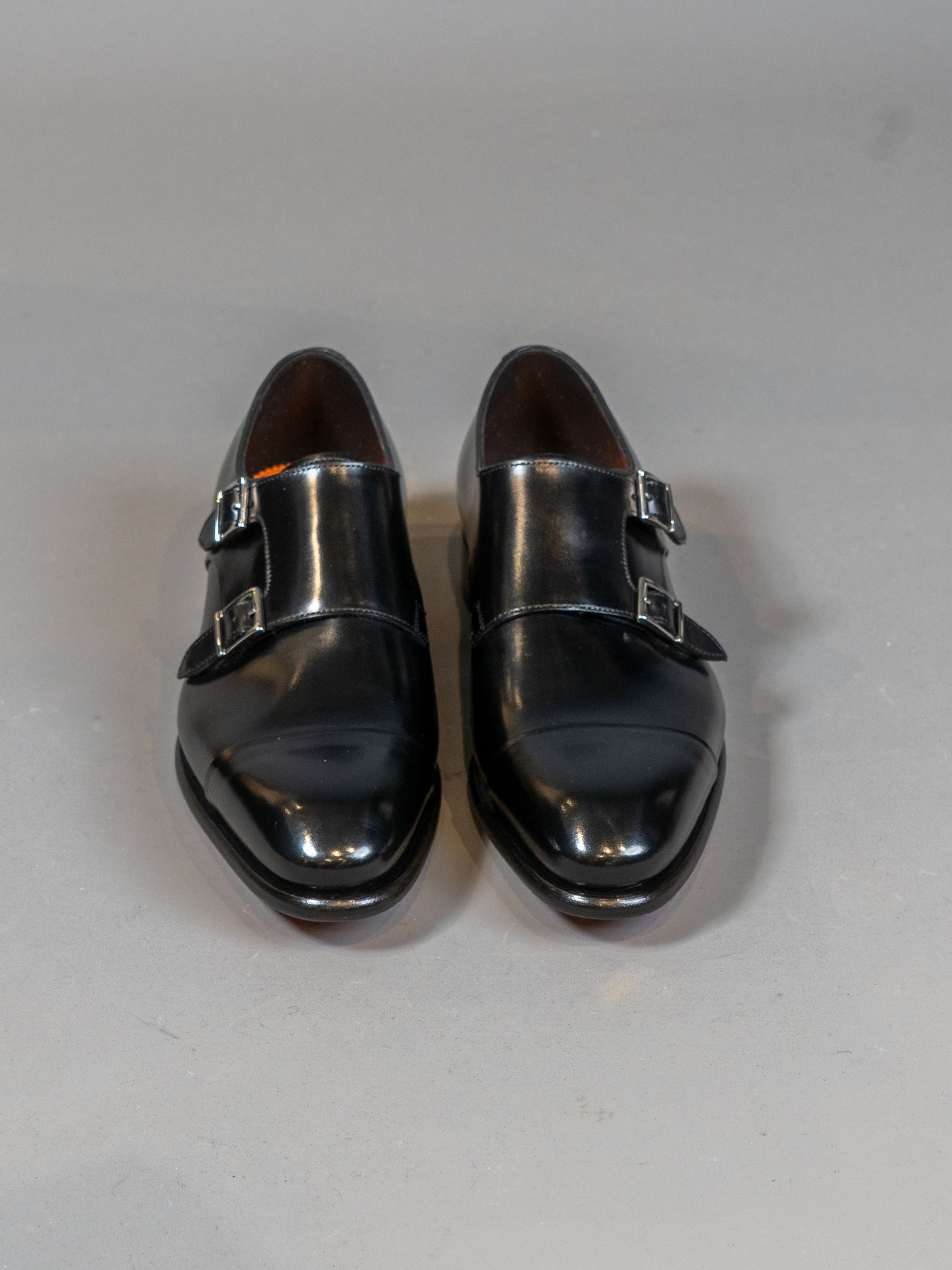 Ira Polished Leather Double Buckle Shoe - Sort