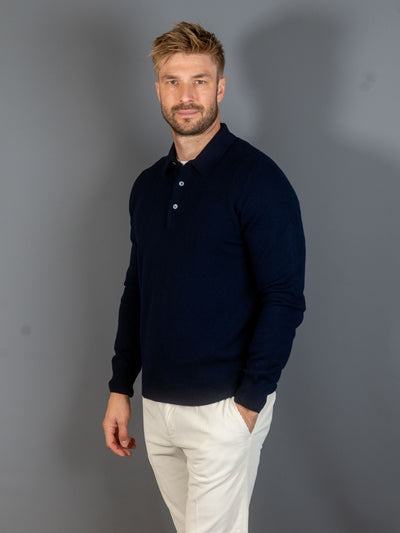 Longsleeve Knit Polo - Navy