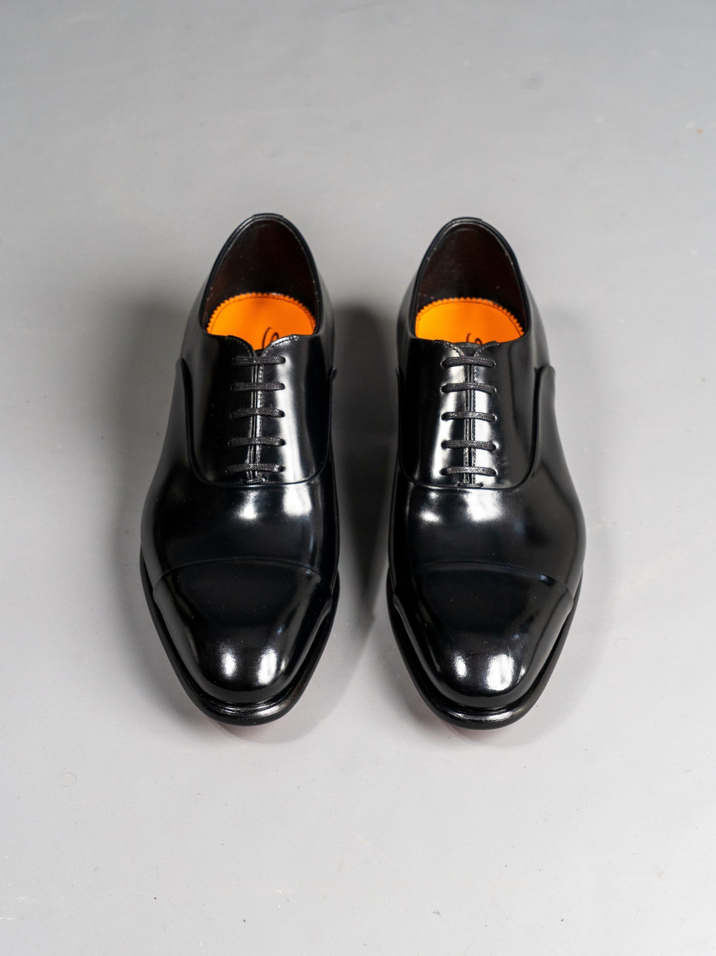 Polished Black Leather Oxford Shoe - Sort