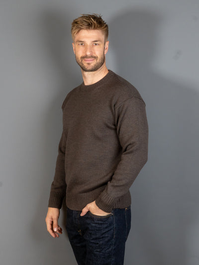 Heavy Knitted Merino Crew Neck - Brun