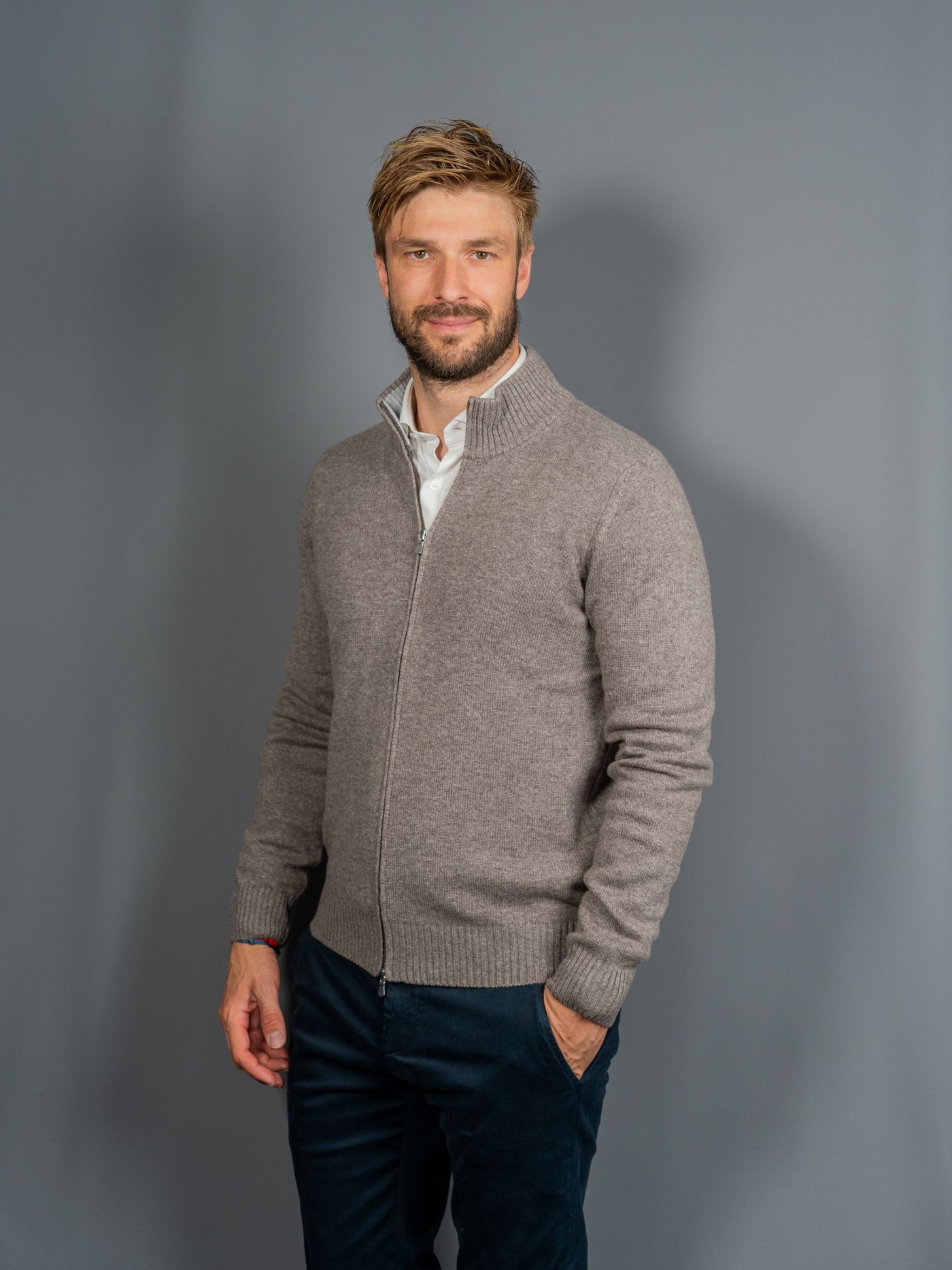 Wool Cashmere Zip - Brun