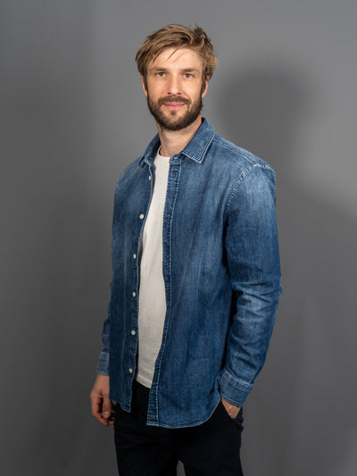 Washed Denim Shirt - Blå