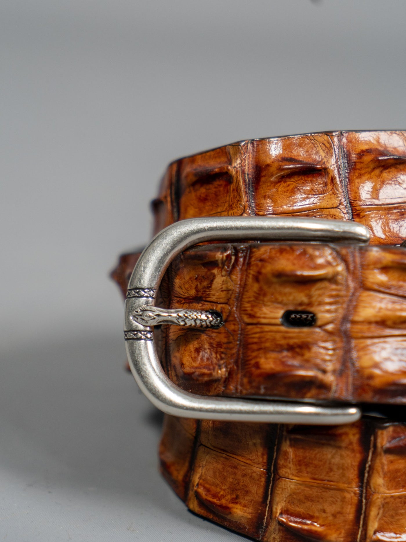 Crocodile Leather Belt - Brun
