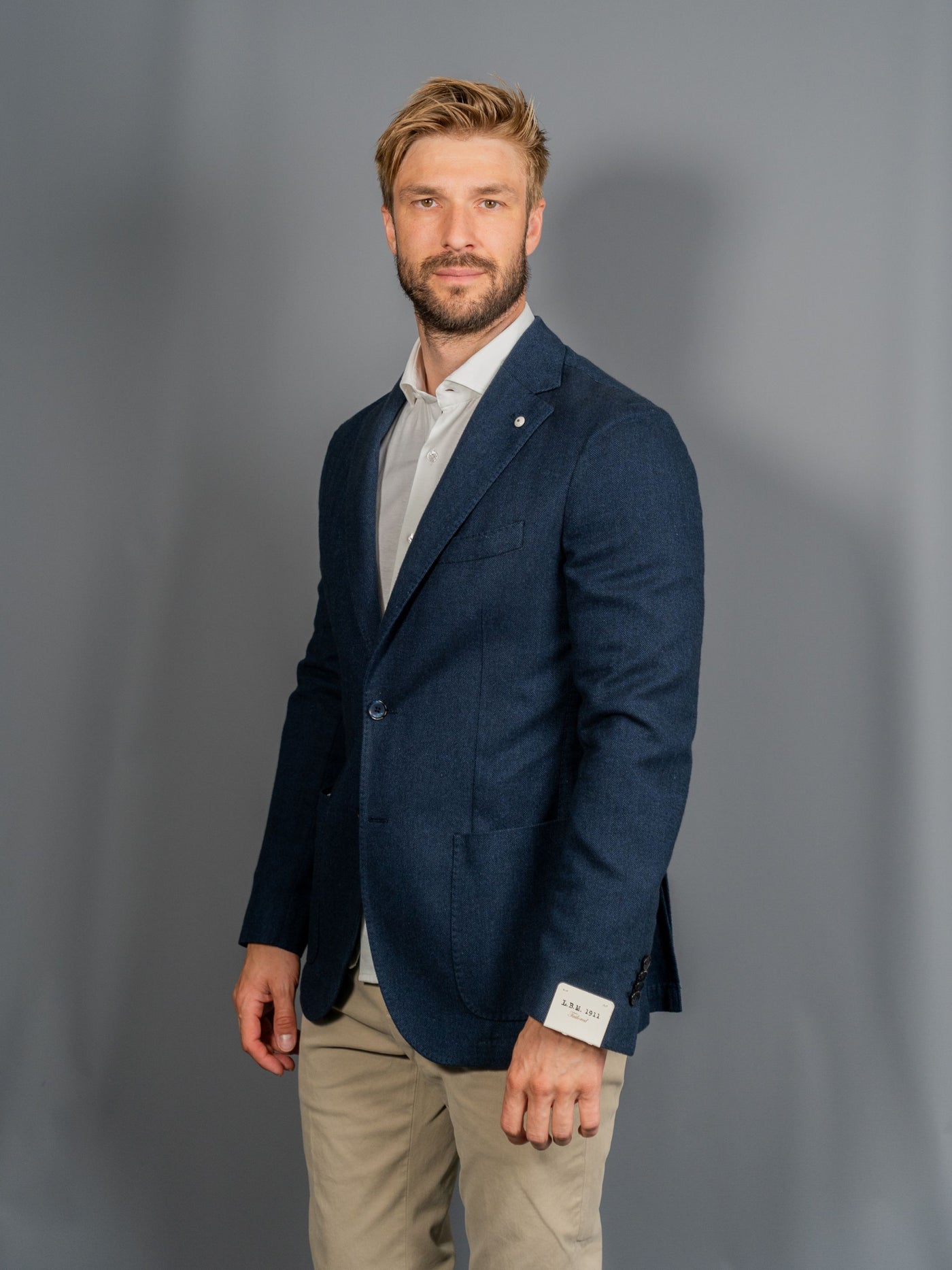 Herringbone Blazer - Navy