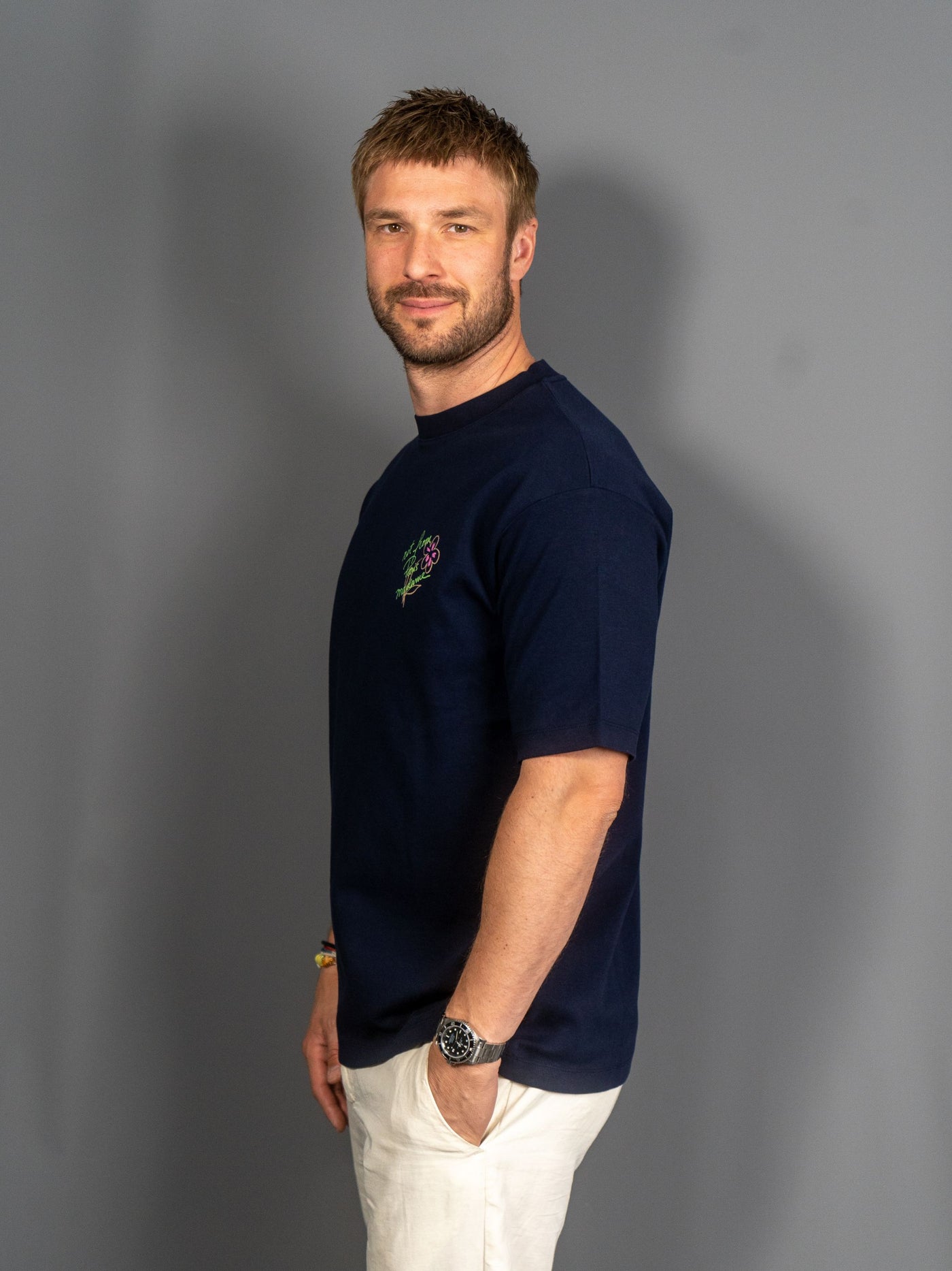 Le T-Shirt Slogan Esquisse - Navy