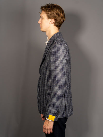 Checkered Alpaca Wool Blazer - Blå