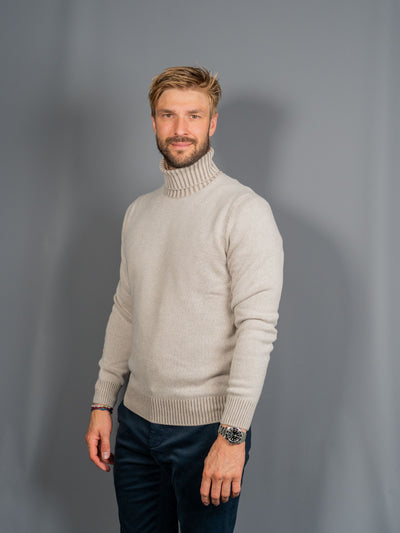 Wool Cashmere Turtleneck - Sand