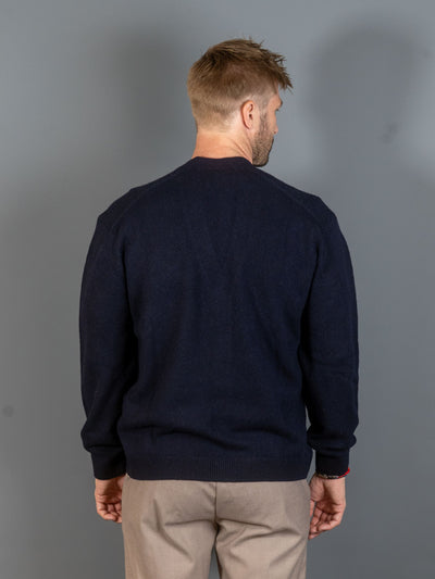 Fox Head Lambswool Comfort Cardigan - Navy