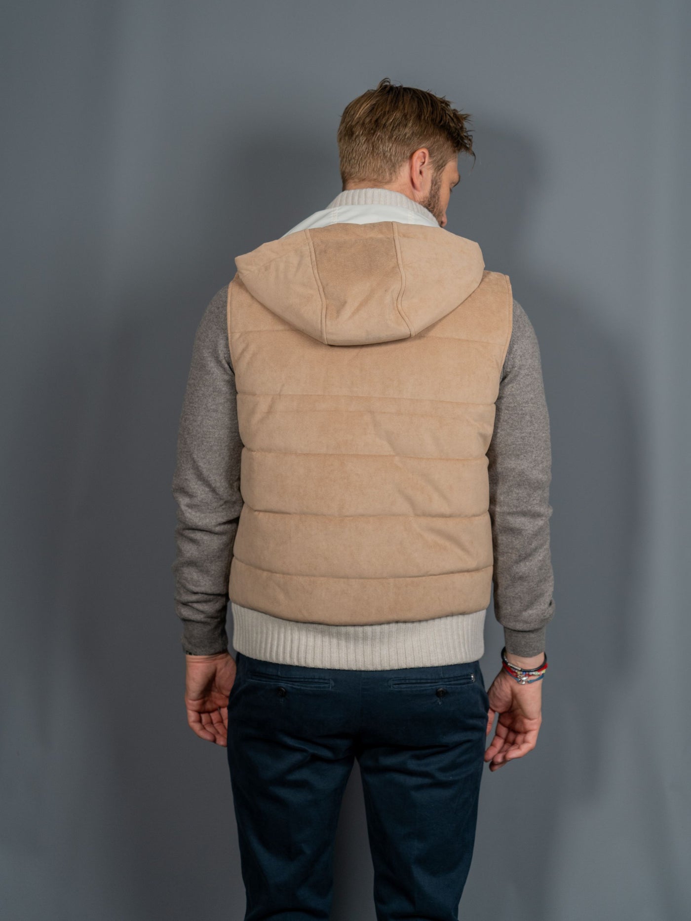 Padded Alcantara Vest - Sand