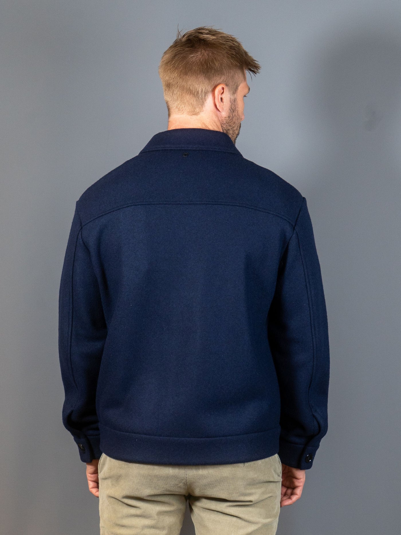 Wool Blend Jacket Regular Fit - Navy