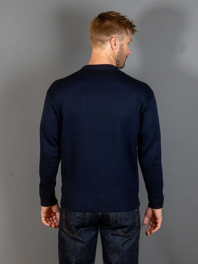 Heavy Knitted Merino Crew Neck - Navy