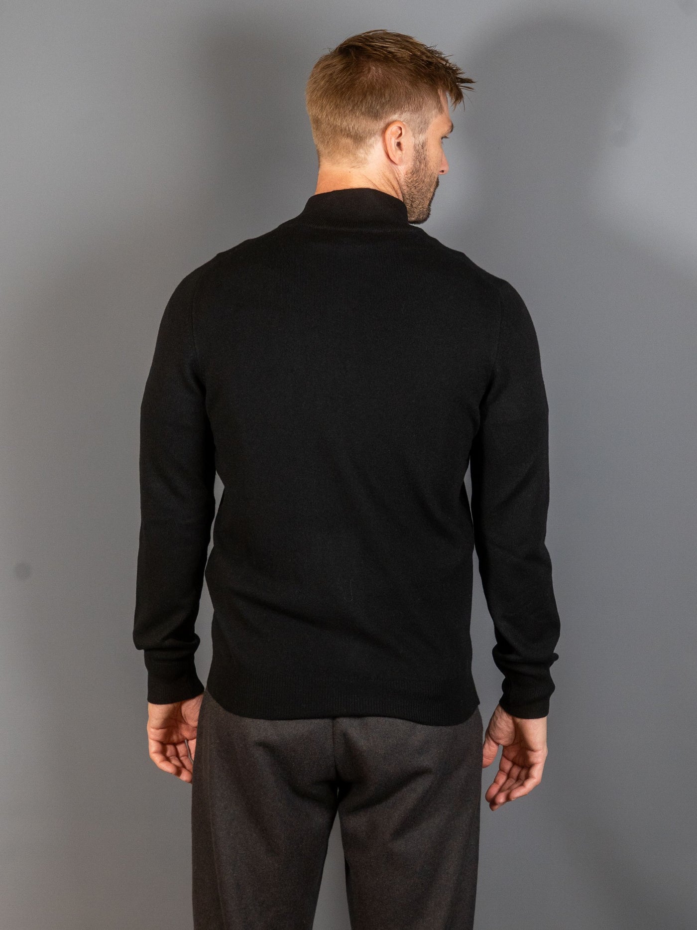 Half Zip Wool Cashmere - Sort