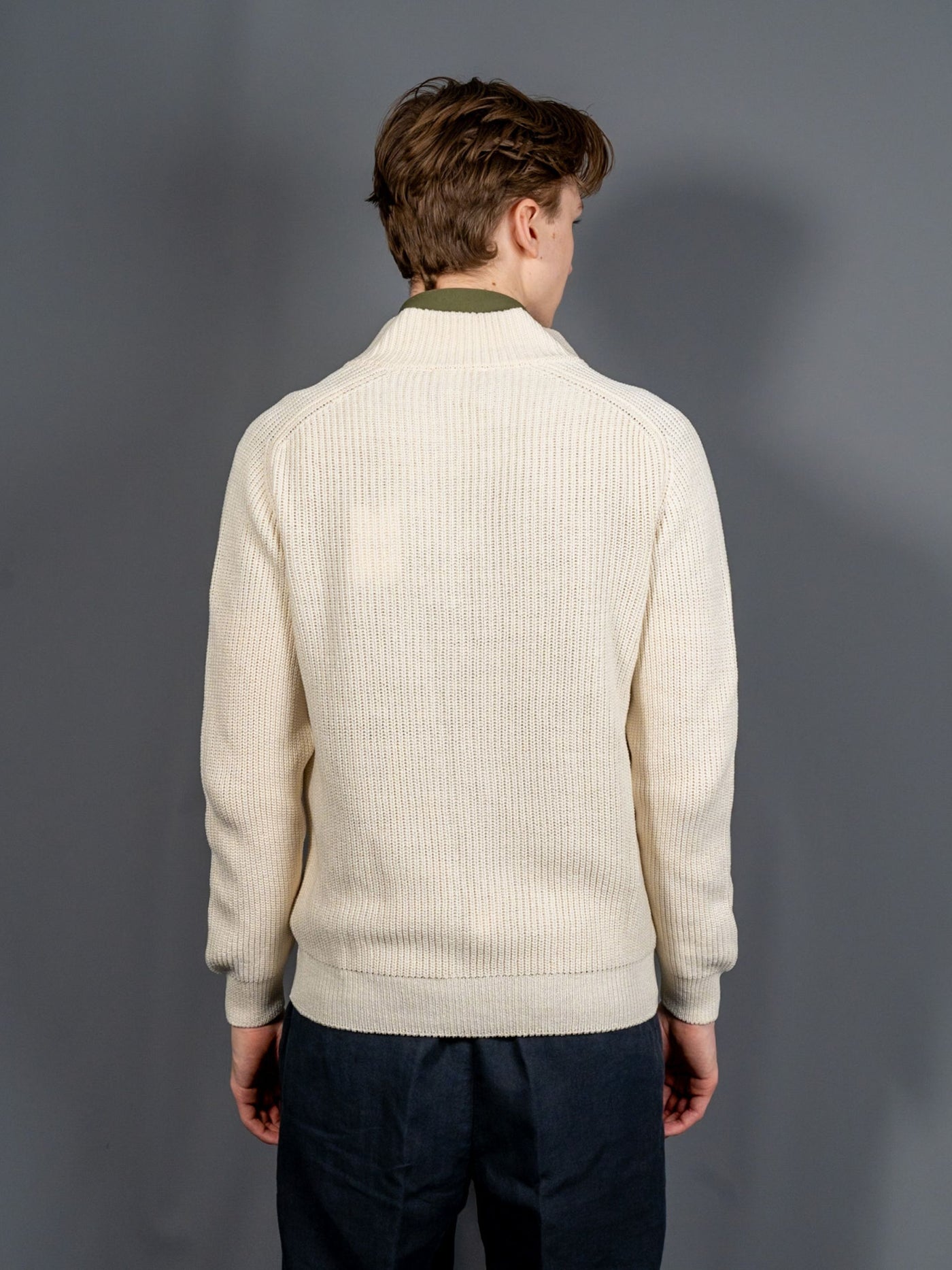 Cotton Zip-up Knit - Off White