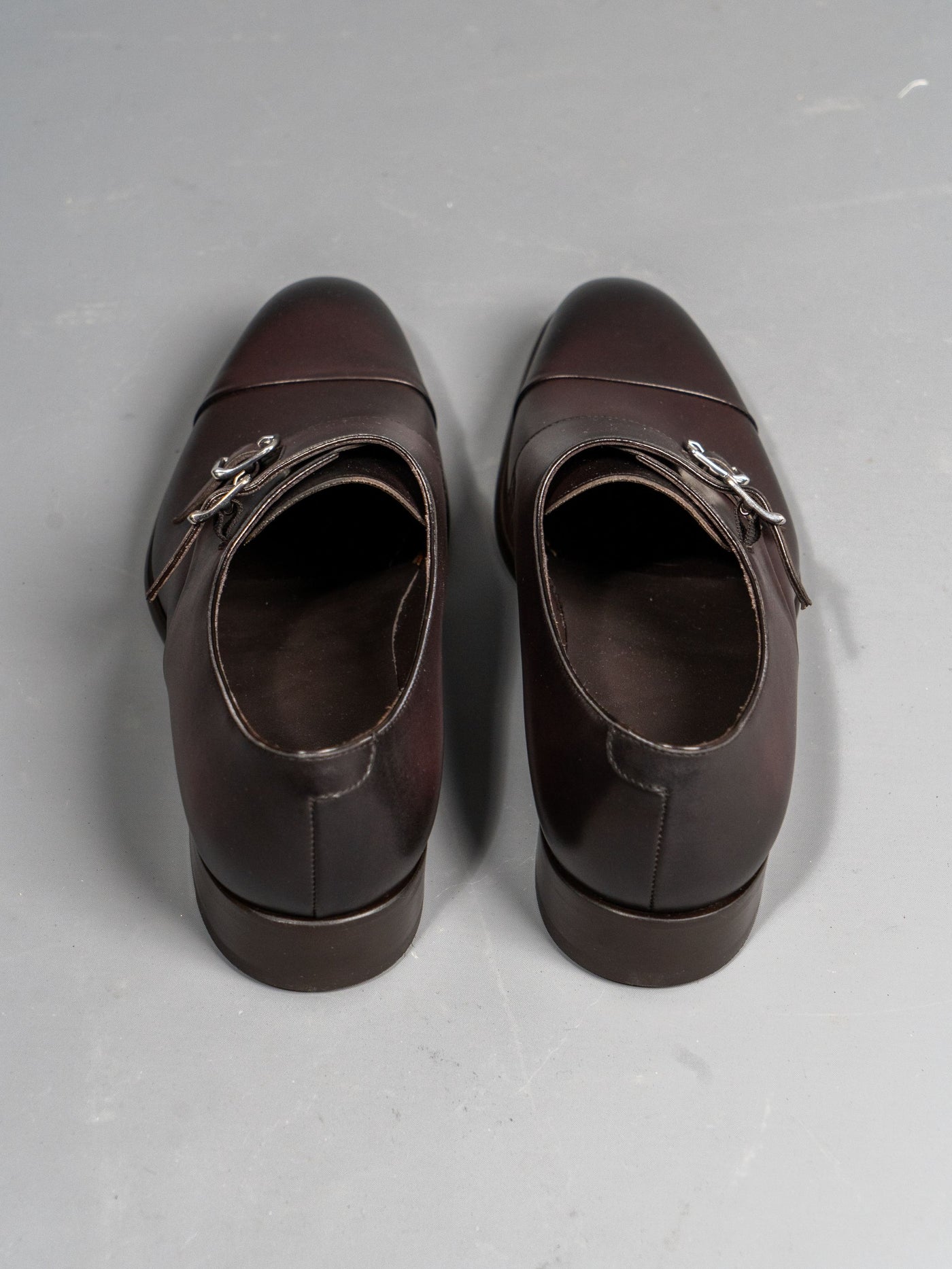 Leather Double Monk Shoes - Brun