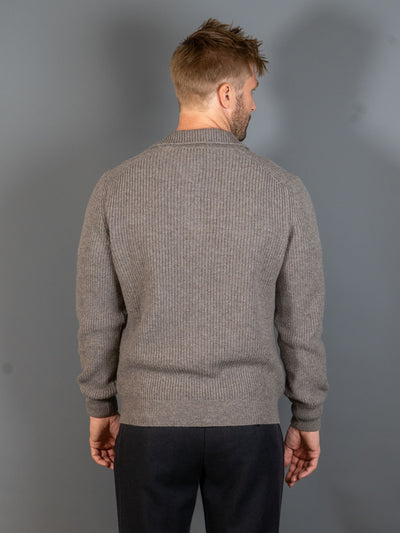 Rib Knit Skipper Polo Wool - Brun