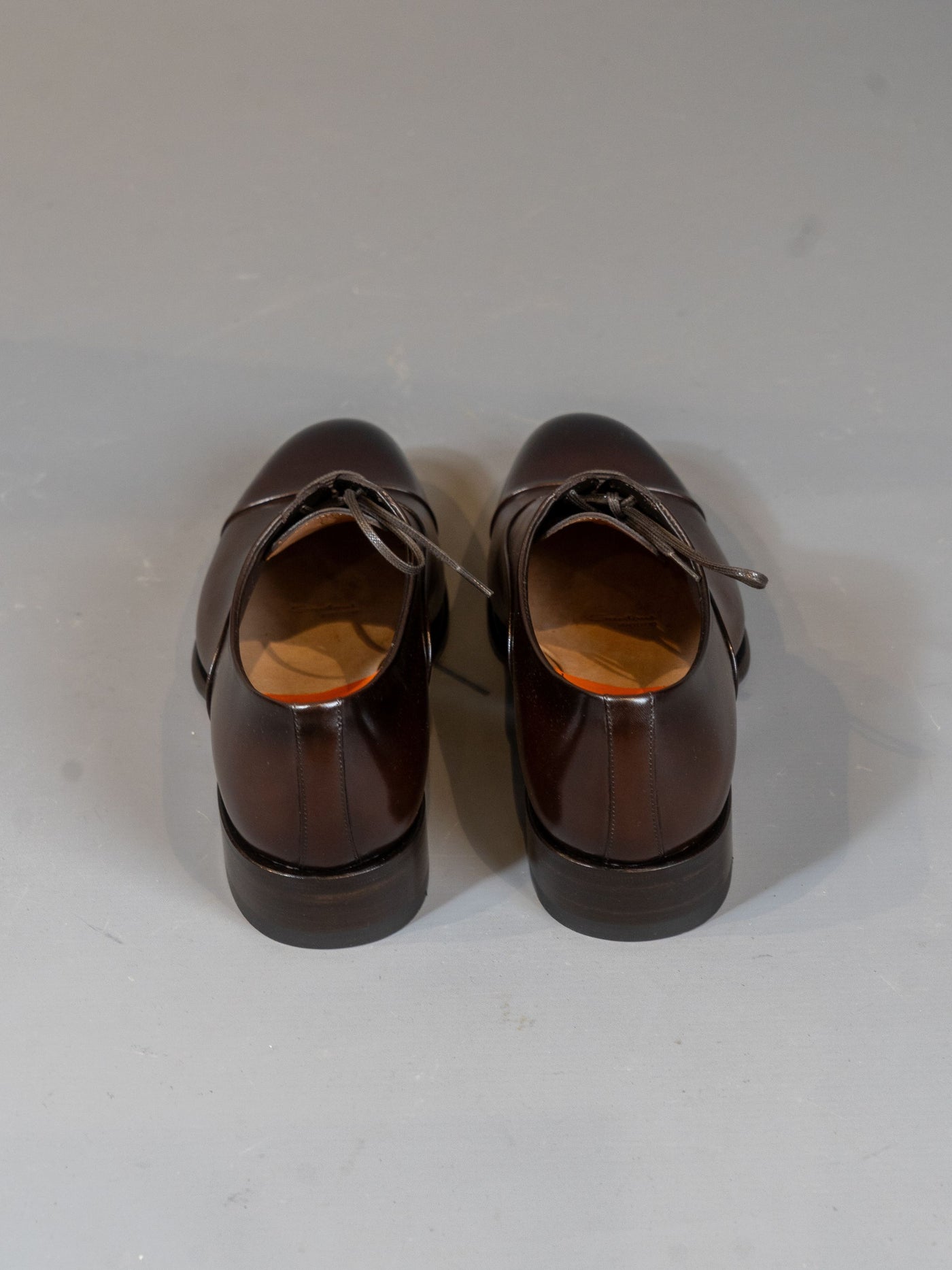 Polished Brown Leather Oxford Shoe - Brun