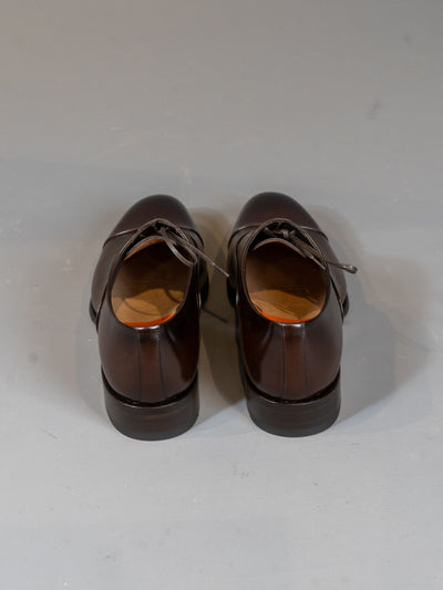 Polished Brown Leather Oxford Shoe - Brun