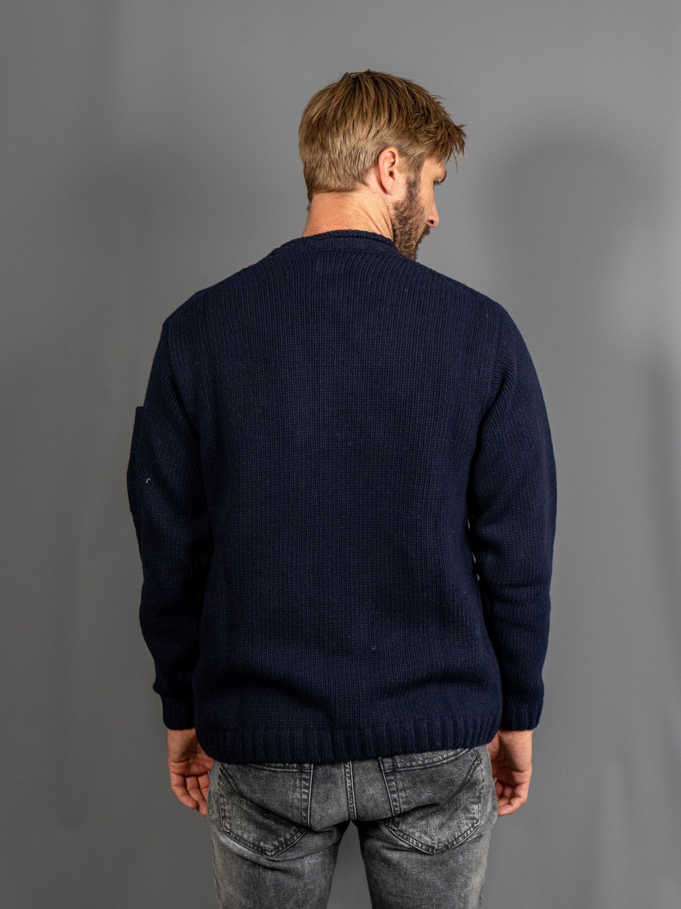 Lambswool Lens Knitted Jumper - Blå