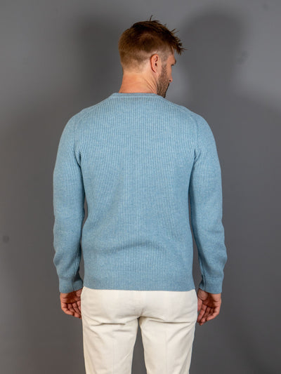 Rib Knit Cashmere Lana Wool - Lyseblå