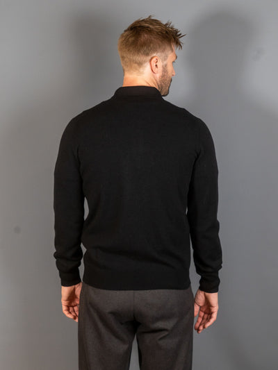 Longsleeve Knit Polo - Sort