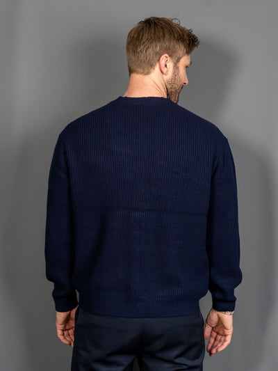 Bold Fox Head Patch Comfort Ribbed Cardigan - Navy