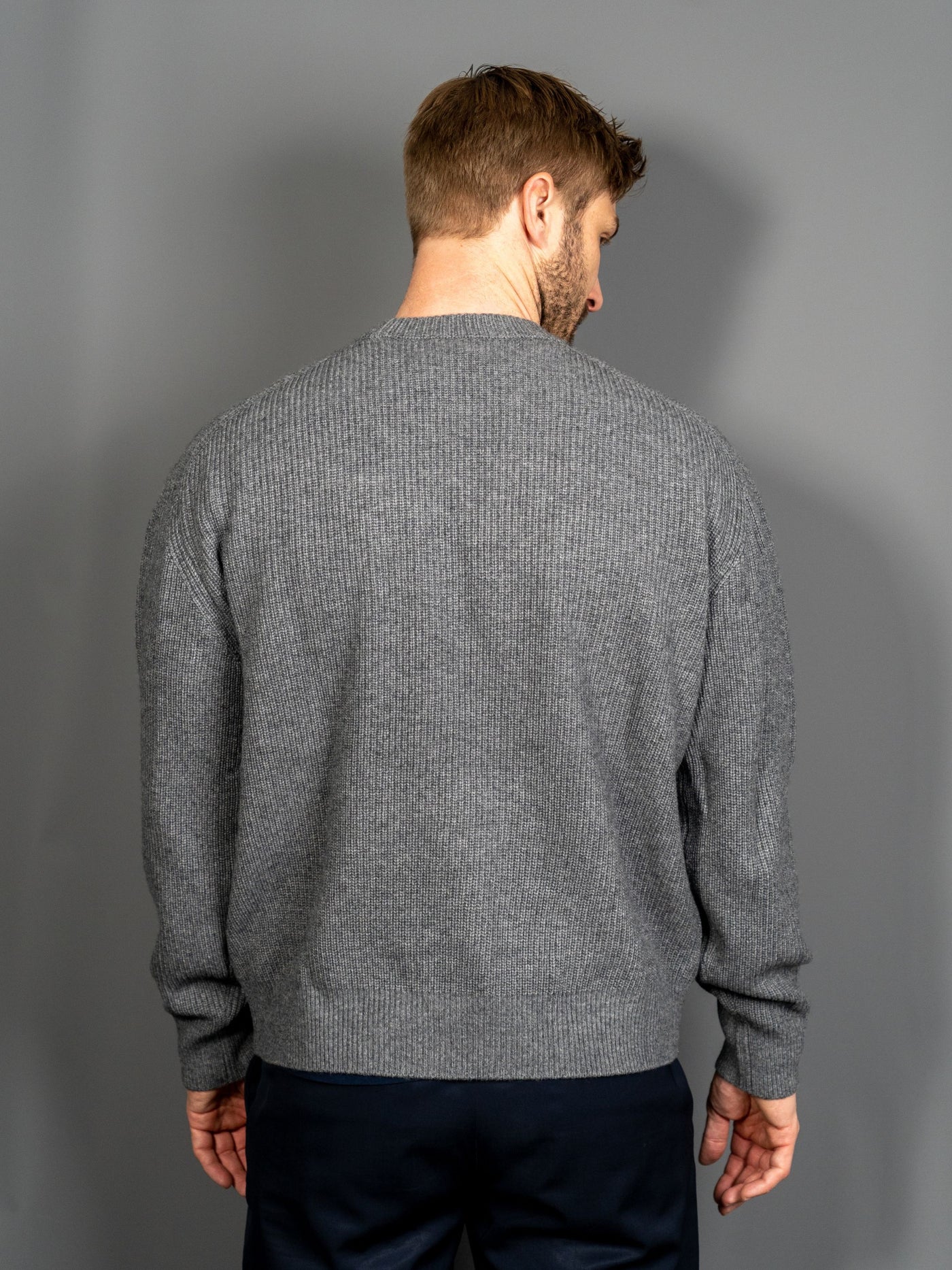 Bold Fox Head Patch Comfort Ribbed Jumper - Grå