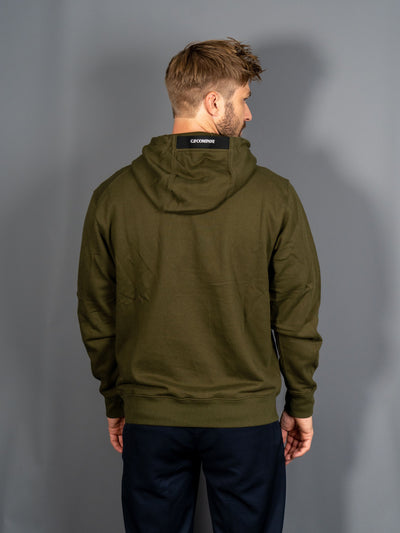 Diagonal Raised Fleece Lens Hooded Sweatshirt - Grøn