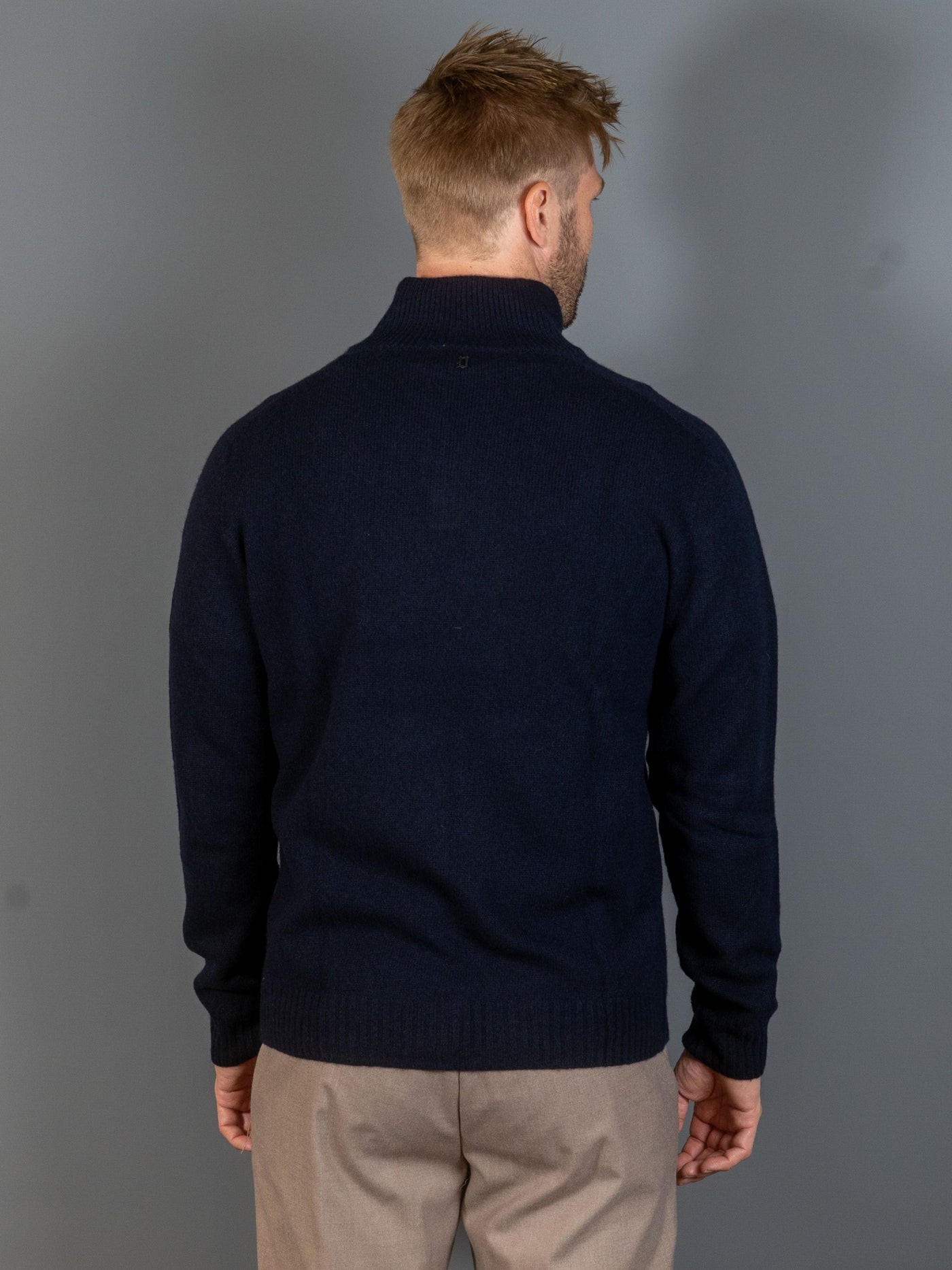 Wool Cashmere Dolcevita Knit - Navy