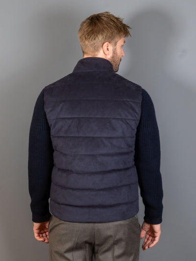 Padded Alcantara Hybrid Jacket - Navy