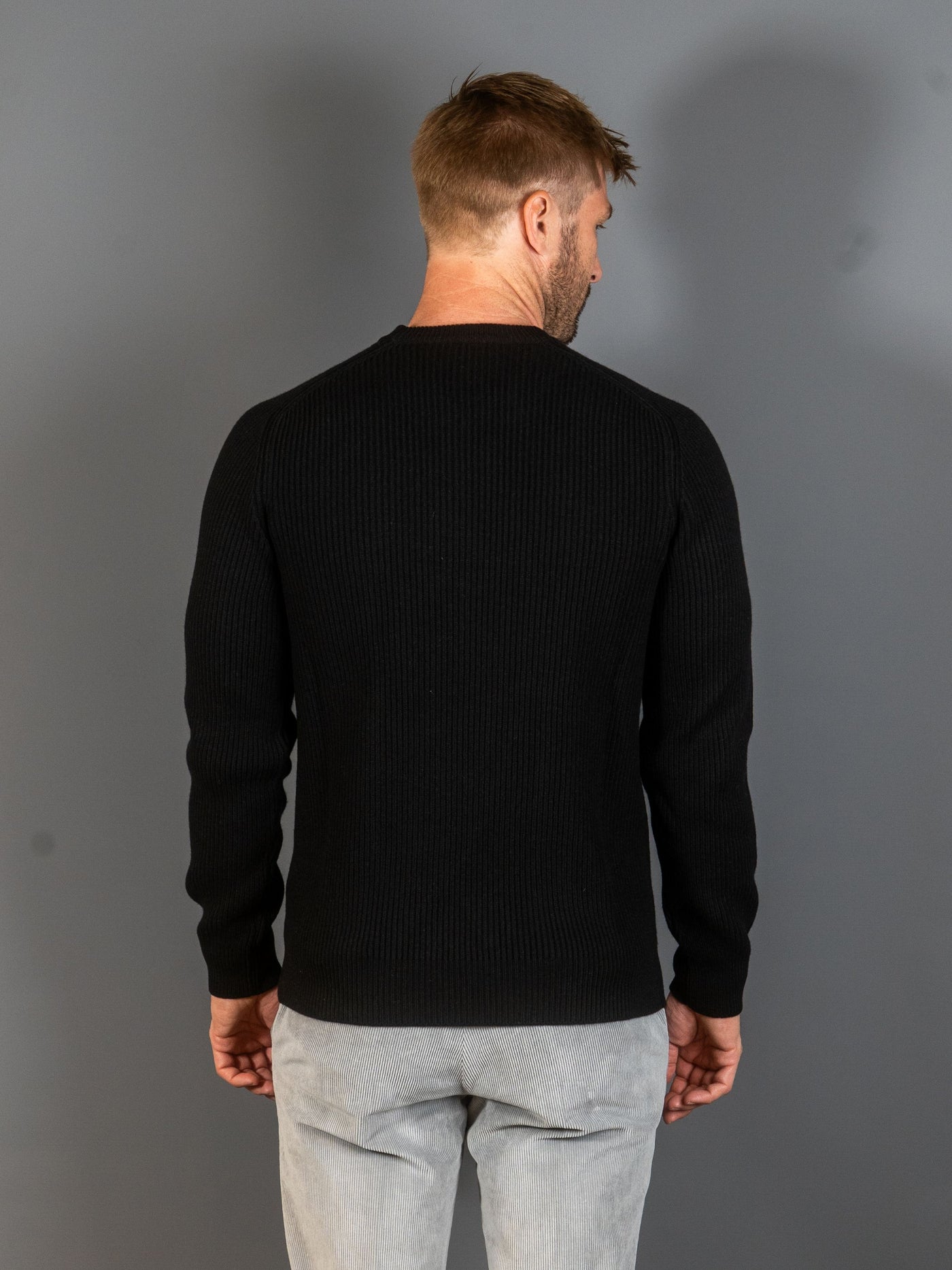 Rib Knit Cashmere Lana Wool - Sort