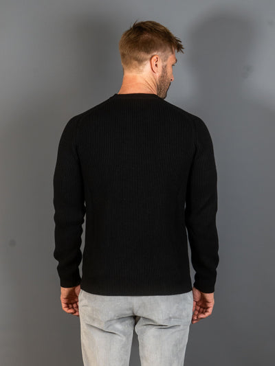 Rib Knit Cashmere Lana Wool - Sort