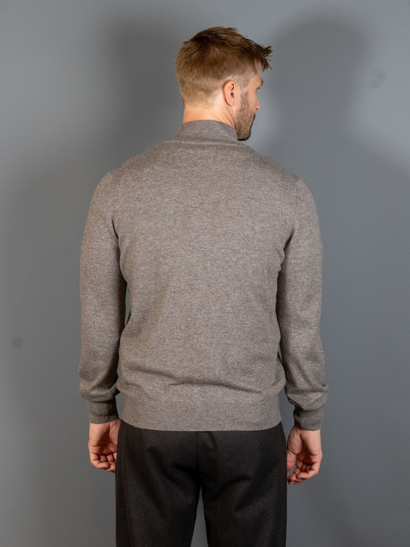 Half Zip Wool Cashmere - Brun